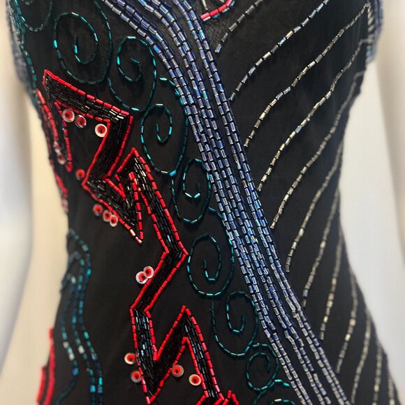 100% Silk Beaded SzM Fabrica Black Evening/Formal Party/Wedding/Prom/Party Dress - Picture 8 of 15